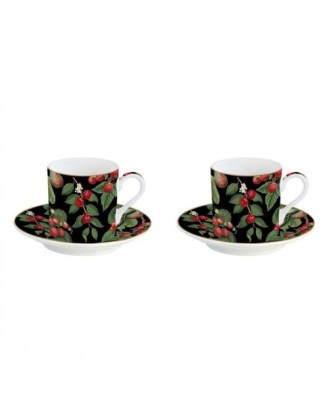 Set 2 cesti si farfurii pentru espresso, 75 ml, Orchard - SIMONA'S COOKSHOP